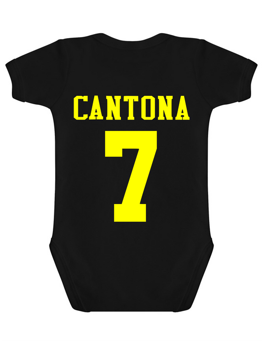 Cantona 7 - Black and Yellow Retro Baby suit