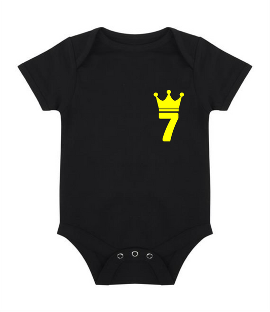 Cantona 7 - Black and Yellow Retro Baby suit
